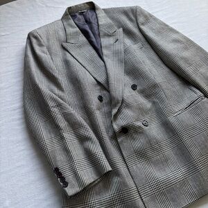 Brunelli Italy Wool Silk Blazer 44 Short | Classic Glen Plaid Jacket